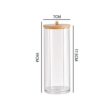 Clear Plastic Apothecary Jar with bamboo lids