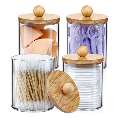 Clear Plastic Apothecary Jar with bamboo lids