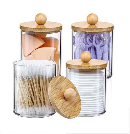 Clear Plastic Apothecary Jar with bamboo lids