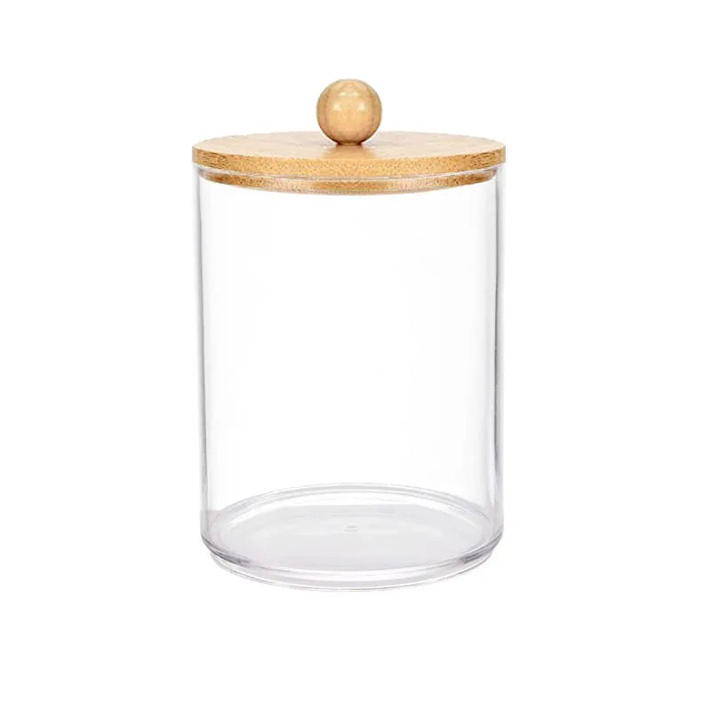 Clear Plastic Apothecary Jar with bamboo lids