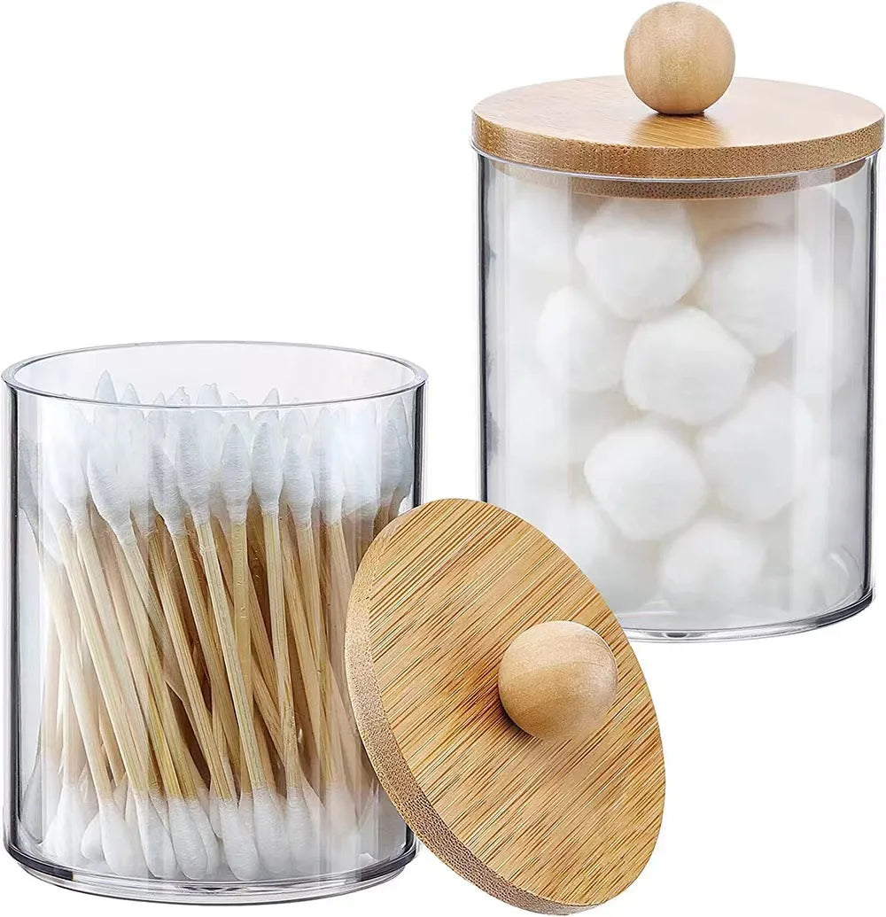 Clear Plastic Apothecary Jar with bamboo lids