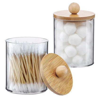 Clear Plastic Apothecary Jar with bamboo lids