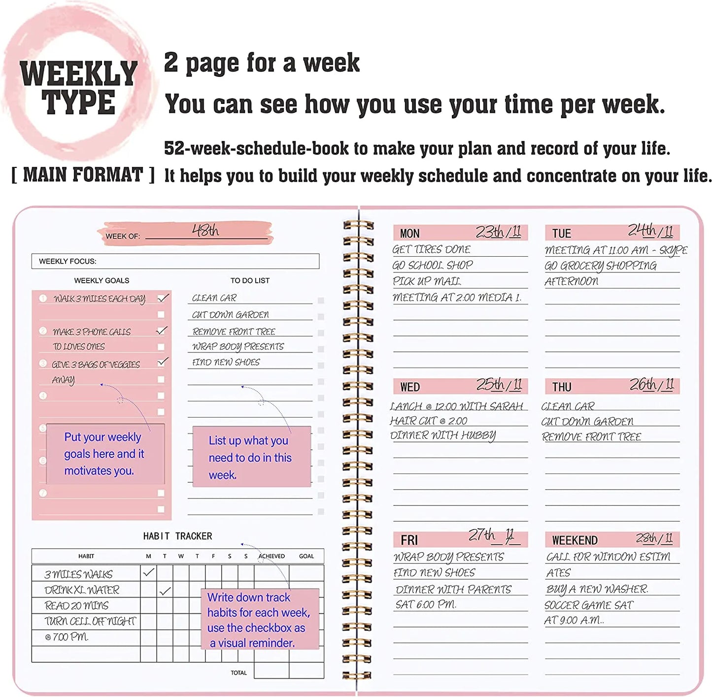 Diary Planner(Weekly Planner)(Non Dated)