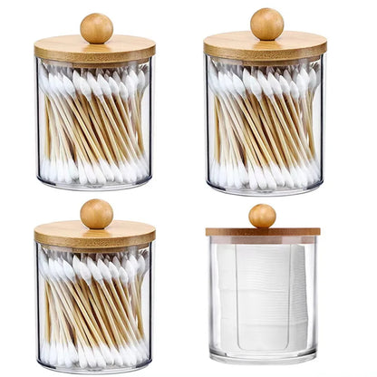 Clear Plastic Apothecary Jar with bamboo lids